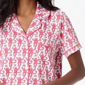 NWT Roller Rabbit Pink Monkey Polo Pajamas PJs